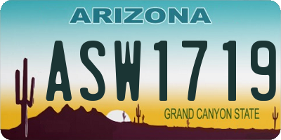 AZ license plate ASW1719