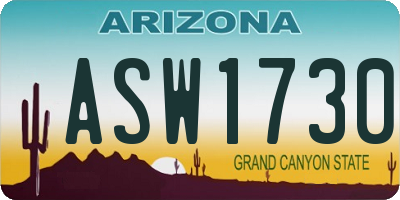 AZ license plate ASW1730