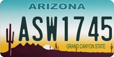 AZ license plate ASW1745