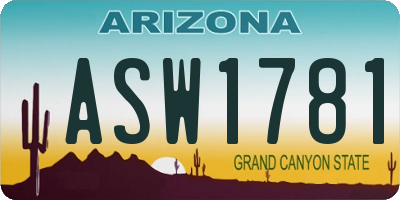 AZ license plate ASW1781
