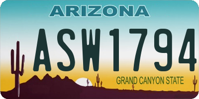 AZ license plate ASW1794