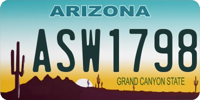 AZ license plate ASW1798