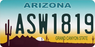 AZ license plate ASW1819