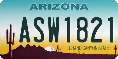 AZ license plate ASW1821
