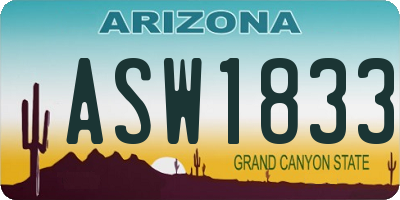 AZ license plate ASW1833