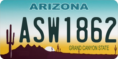 AZ license plate ASW1862