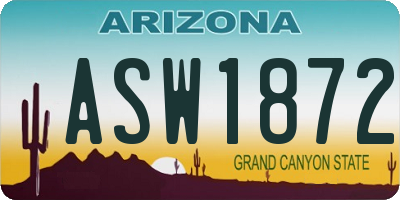 AZ license plate ASW1872