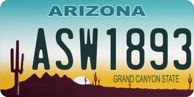 AZ license plate ASW1893