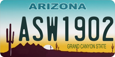 AZ license plate ASW1902
