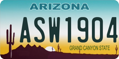 AZ license plate ASW1904