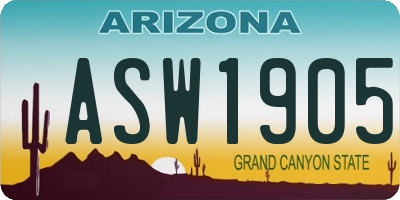 AZ license plate ASW1905