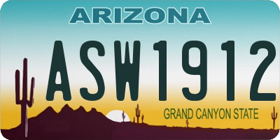 AZ license plate ASW1912