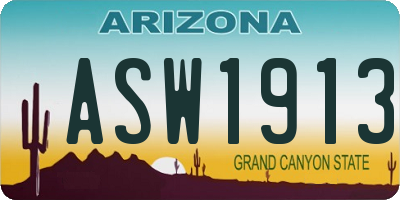 AZ license plate ASW1913