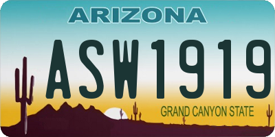 AZ license plate ASW1919