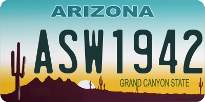 AZ license plate ASW1942