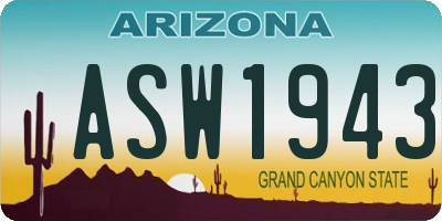 AZ license plate ASW1943