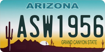 AZ license plate ASW1956
