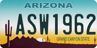 AZ license plate ASW1962