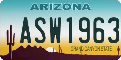 AZ license plate ASW1963