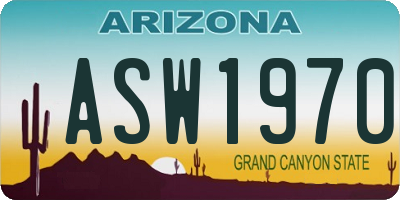 AZ license plate ASW1970