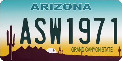 AZ license plate ASW1971
