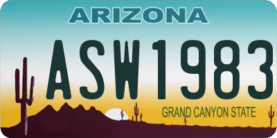 AZ license plate ASW1983