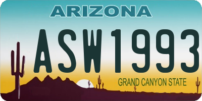 AZ license plate ASW1993