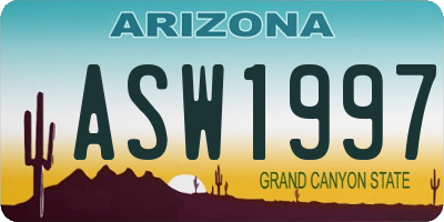 AZ license plate ASW1997