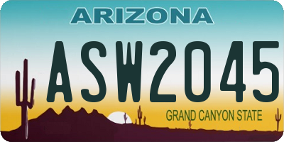 AZ license plate ASW2045
