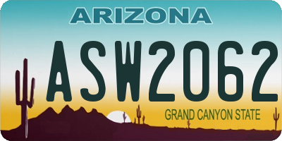 AZ license plate ASW2062