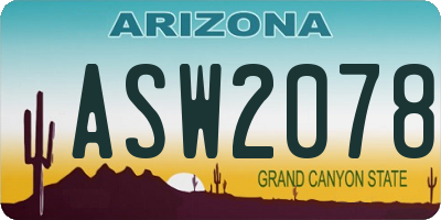 AZ license plate ASW2078