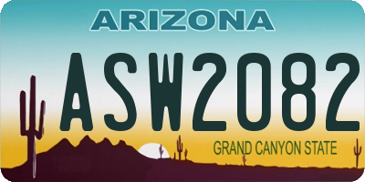 AZ license plate ASW2082