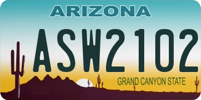 AZ license plate ASW2102
