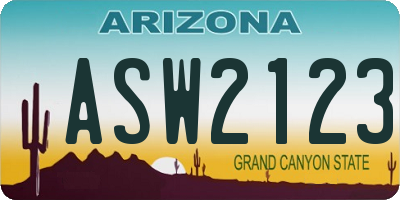 AZ license plate ASW2123