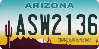 AZ license plate ASW2136