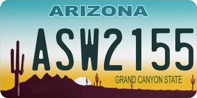 AZ license plate ASW2155