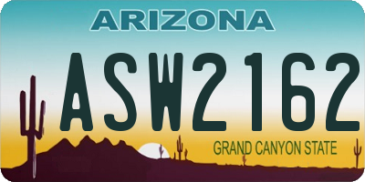 AZ license plate ASW2162