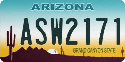 AZ license plate ASW2171
