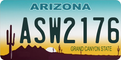 AZ license plate ASW2176