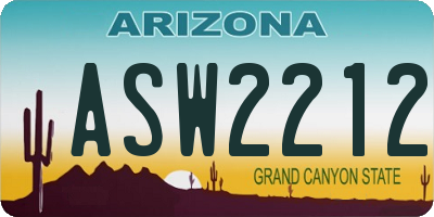 AZ license plate ASW2212