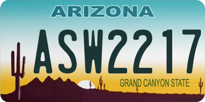 AZ license plate ASW2217