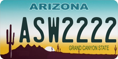 AZ license plate ASW2222