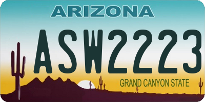 AZ license plate ASW2223