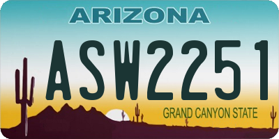 AZ license plate ASW2251