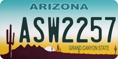 AZ license plate ASW2257