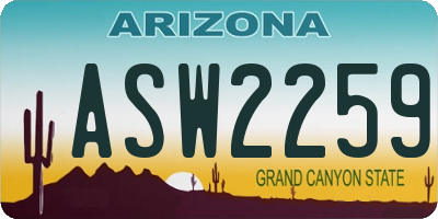 AZ license plate ASW2259