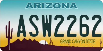 AZ license plate ASW2262