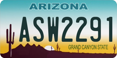 AZ license plate ASW2291