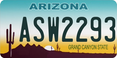 AZ license plate ASW2293