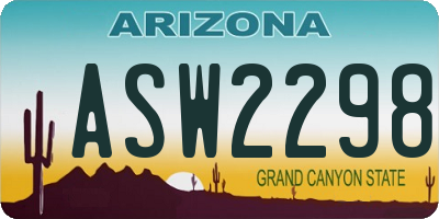 AZ license plate ASW2298
